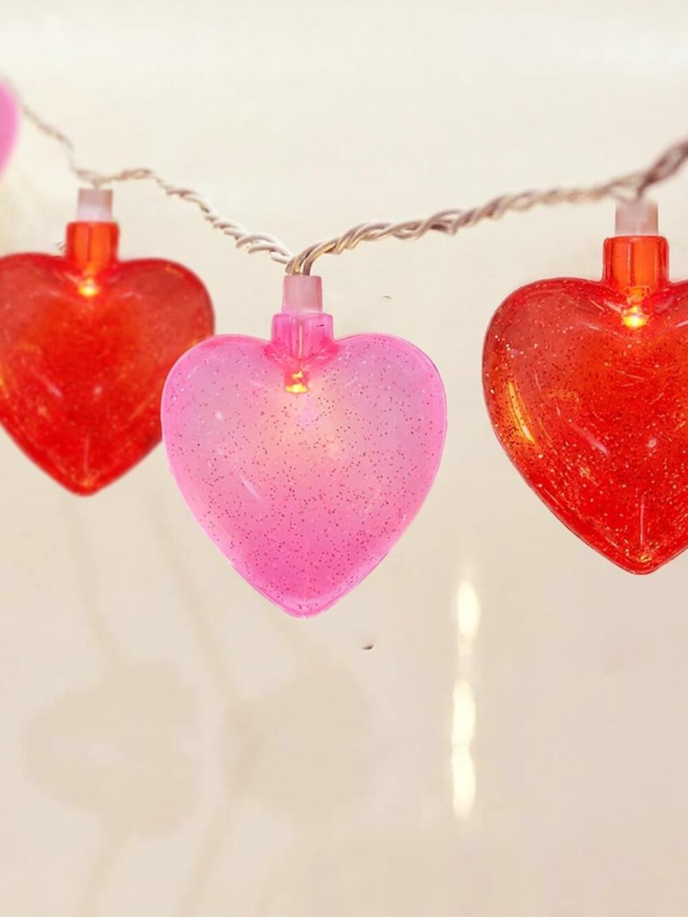 Heart String Lights, 8.5Ft Valentine's Day Decorations String Lights with 10 Pin